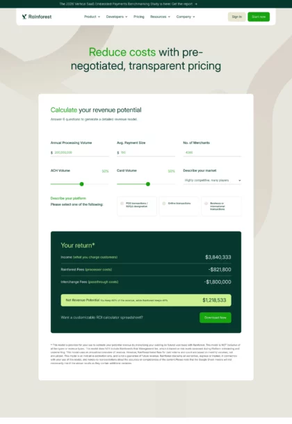 Rainforest Pay Pricing