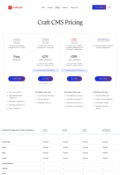 Craft CMS Pricing
