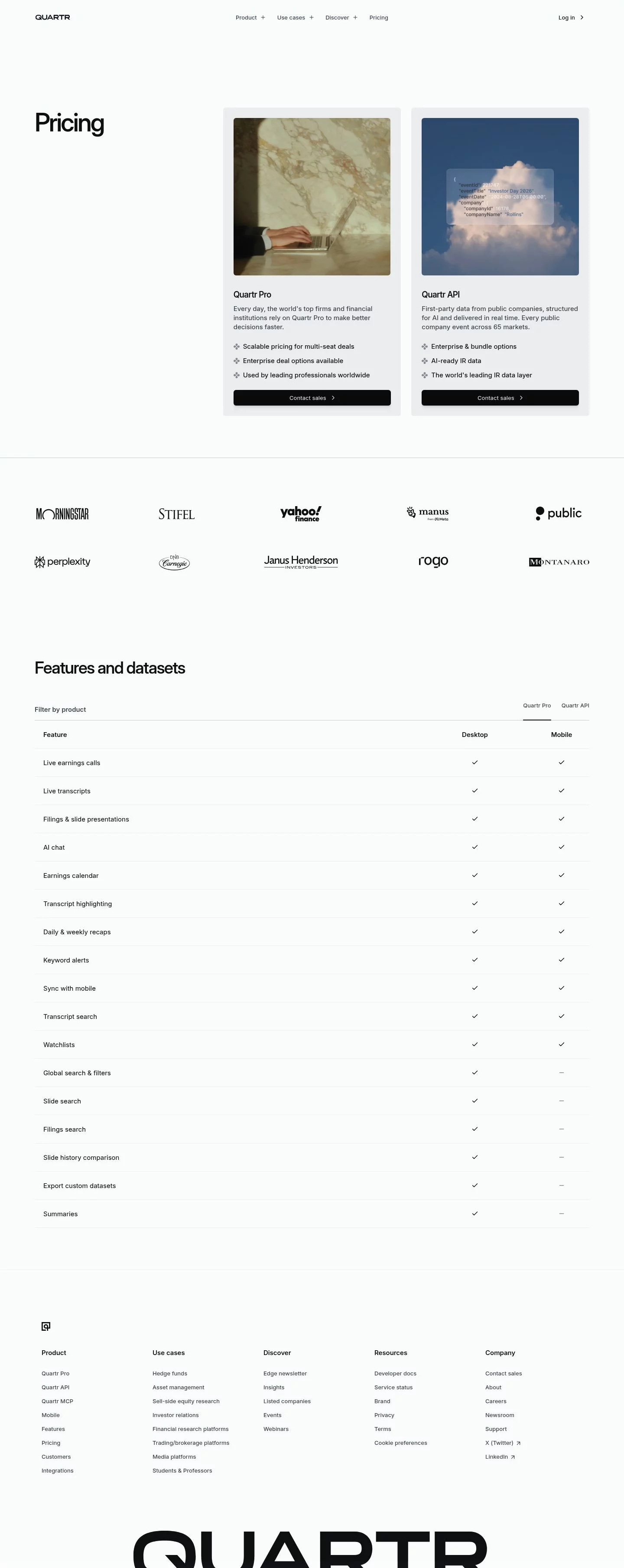 Quartr Pricing