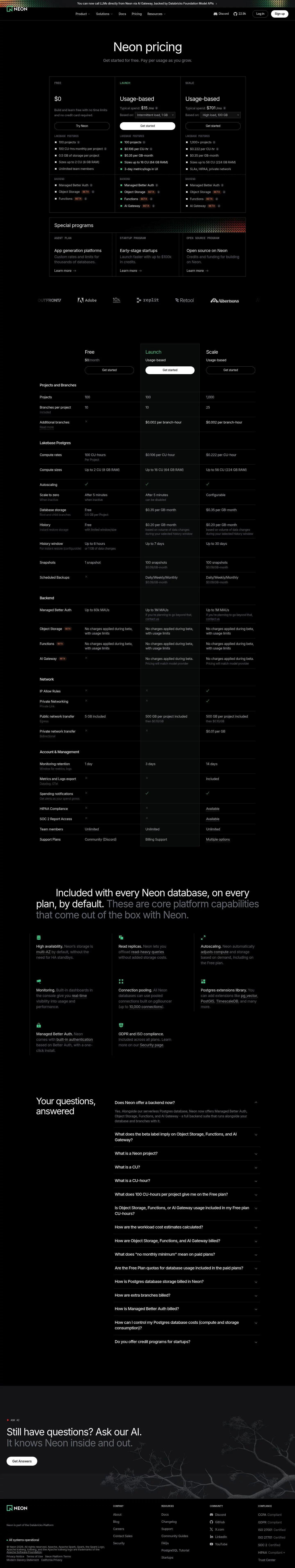 Neon Pricing
