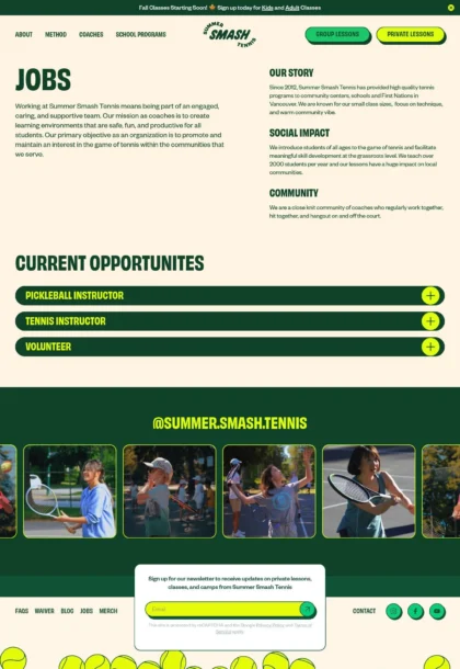 Summer Smash Tennis Careers