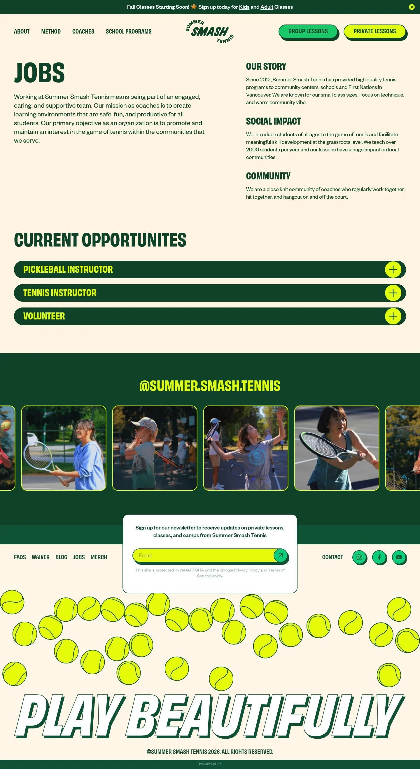Summer Smash Tennis Careers