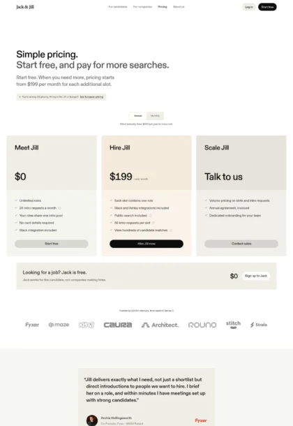 Jack & Jill Pricing